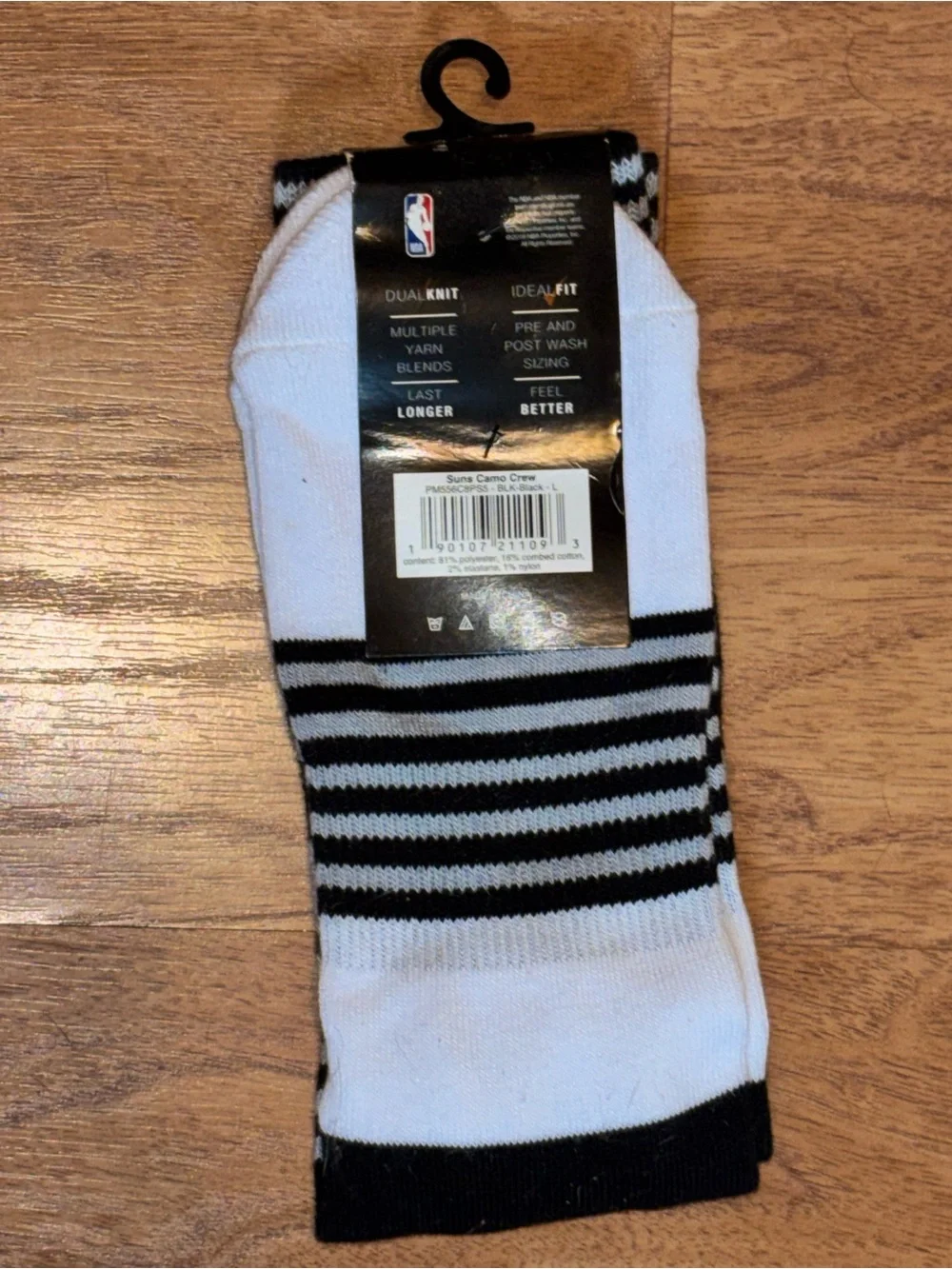Phoenix Suns Classic Fit Men's Crew Socks in Light Gray and Black